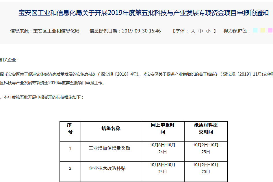 2019年度宝安区技术改造补贴申报指南，最高可补贴1500万